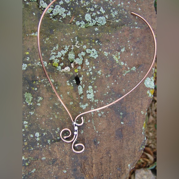 Copper Wire Collar Necklace Mixed Metal - Picture 6 of 8